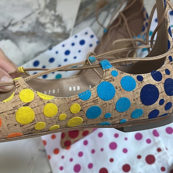 Salvatore Ferragamo Colorful Spotted Cork Lace-up Flats 🔴🟠🟡🟢🔵🟣 - Picture 9 of 17